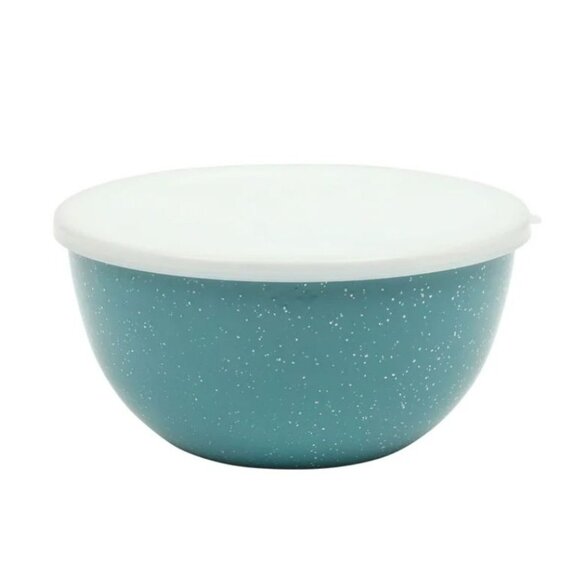 Pioneer Woman 6-Piece Enamel on Steel Mixing Bowls with Lids, Red, Green, Blue, - Picture 5 of 8